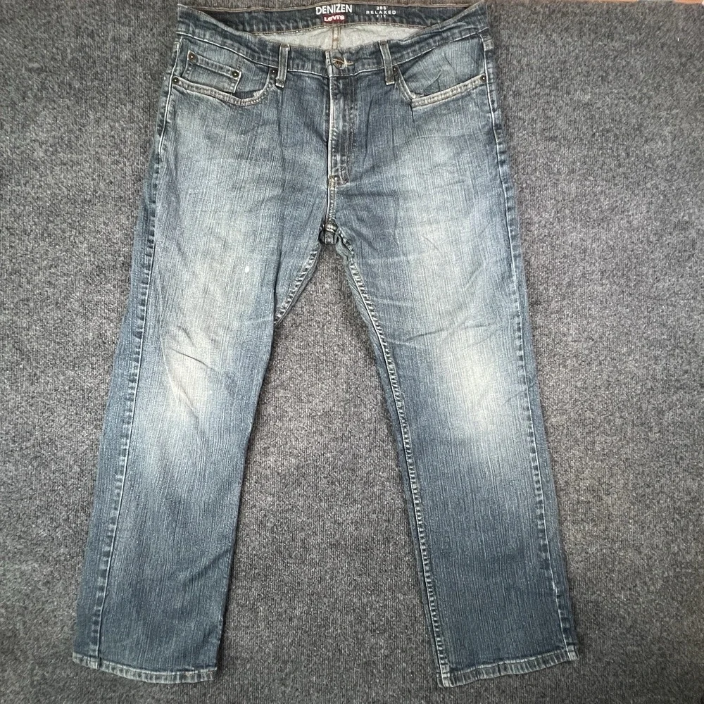 Levi's Denizen 236 Relaxed‎ Straight Jeans Blue Faded Distressed 38x29 READ
